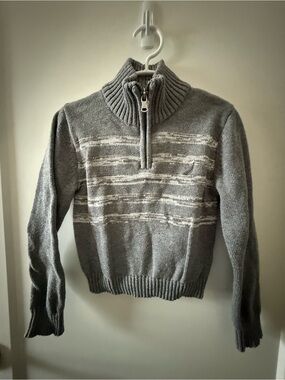 Nautica Grey & Off-White Quarter-Zip Boys Sweater